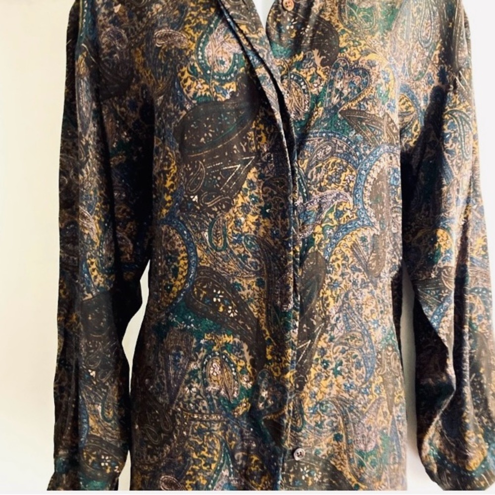 Very Vintage Burberry Silk Paisley Blouse M